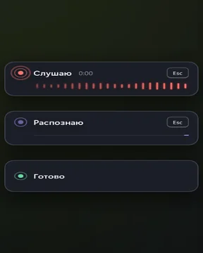 Voice Input: оверлей диктовки и окно настроек